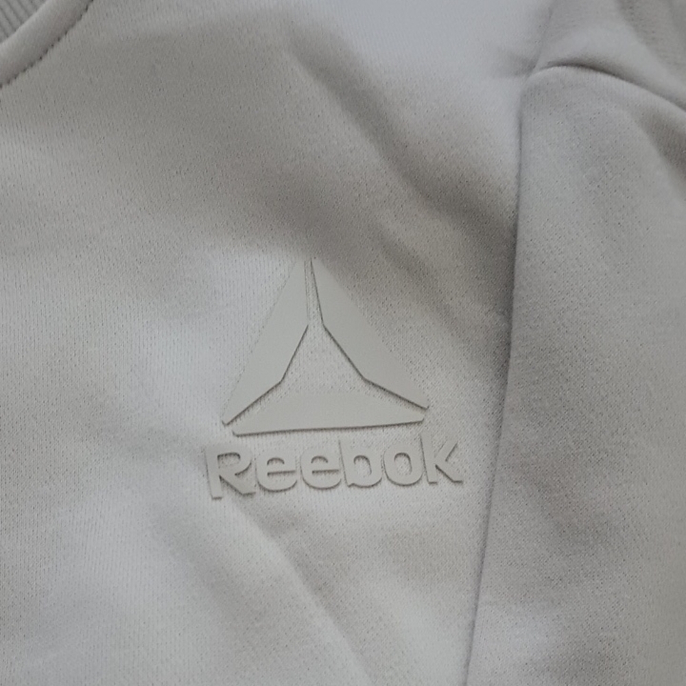 Reebok Women Cream & Black Crewneck Sweatshirts NWT Size L New Comfy Casual Set - Picture 3 of 11